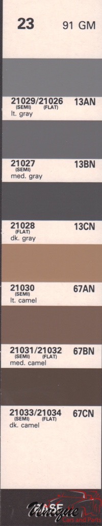 1991 General Motors Paint Charts RM 19